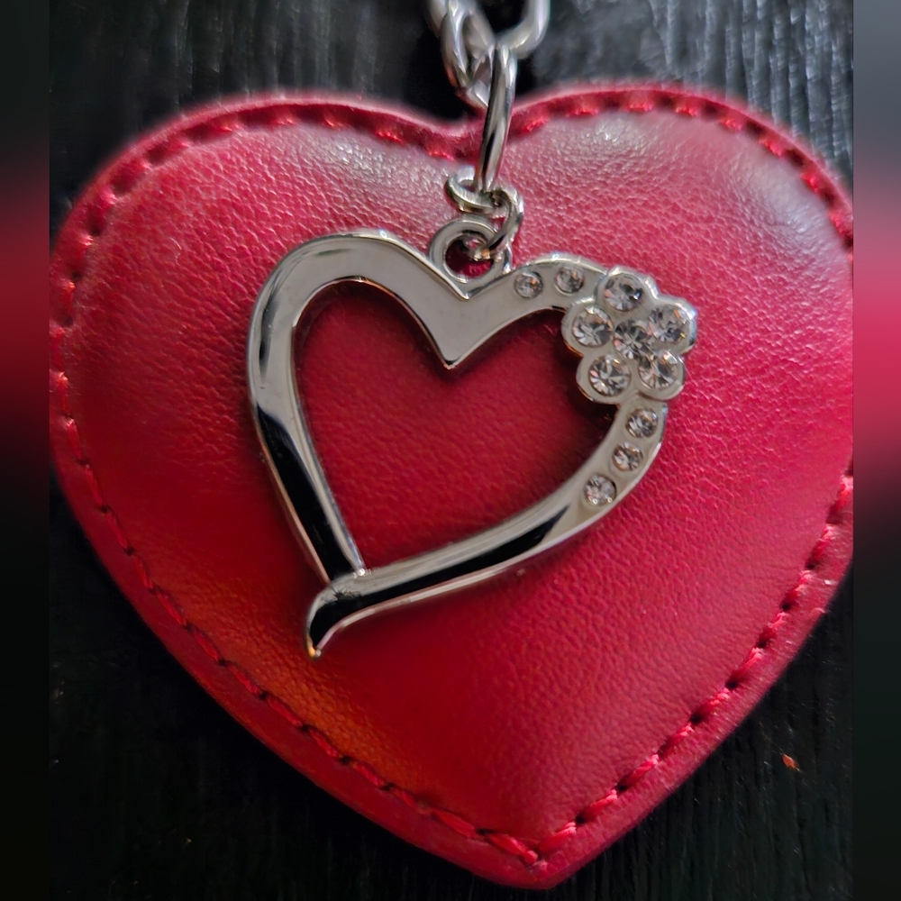 Two Heart Rhinestone Charmed Key Chain - Love - Picture 2 of 5
